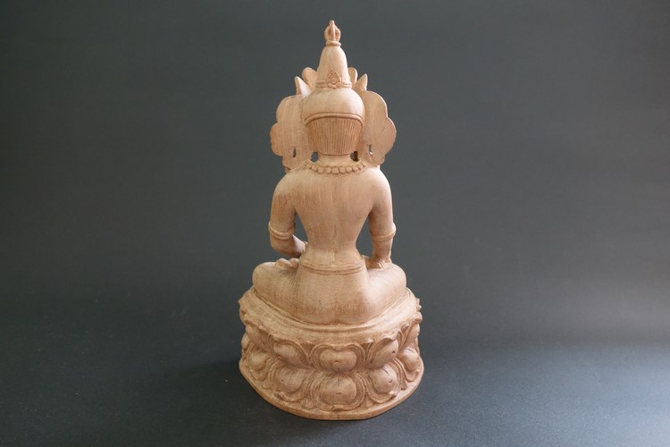 【仏像】宝冠釈迦如来 木彫り仏像 18cm【送料無料】